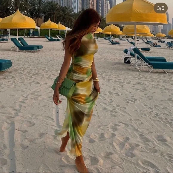 Zara Printed Tulle Dress Size L-XL NWT - Picture 5 of 11